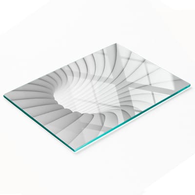 Keukenplank van gehard glas met abstracte tunnelgrafiek, 80x52 cm