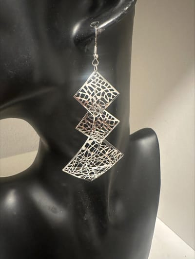 Bohemian stijl oorbellen 3 open vierkantjes | Make up | Parfum | Moederdag | Verjaardagscadeau| Cadeautje| Valentijnsdag| Kado | sieraden | vaderdag | oorbellen | oorsieraden