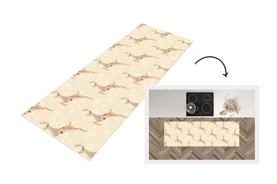 Keukenloper - Loper keuken - Regenboog - Rendier - Kerst cadeau - Patronen - Christmas - 150x50 cm - Keukenloper vinyl