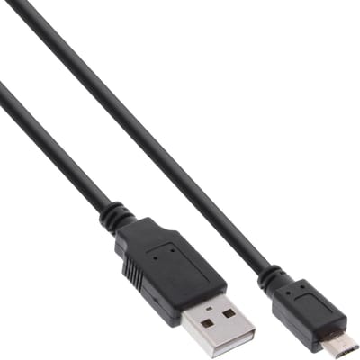 InLine® Micro-USB 2.0 kabel, snellaadkabel, USB-A male/Micro-B male, zwart, 1,5m