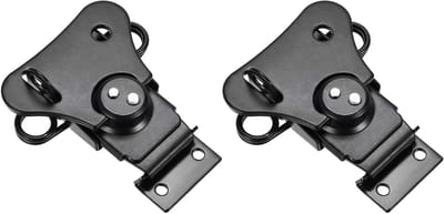 Veerbelaste vlinder twist vergrendeling 65 mm - 2 stuks ijzeren beplating keeper tuimelklemmen met sleutelgat voor koffers en houten kisten, zwart en duurzaam