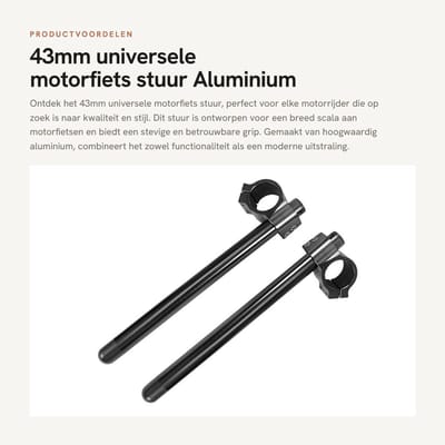 Dailygoods- Motorfiets Stuur 43mm - Universele Clip Op Stuur - Aluminium Handvat Set - Zwart - Hoogwaardige Veiligheid - Duurzaam Materiaal - Motorstuur