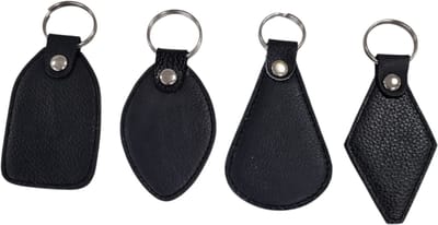 4 x Sleutelhanger Met Sleutelring Leer Sleutelhanger Sleutelhanger Leer - Zwart