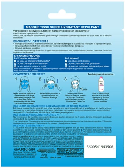 Garnier SkinActive Tissue Gezichtsmasker Hydraterend & Revitaliserend - 3 x - Voordeelverpakking