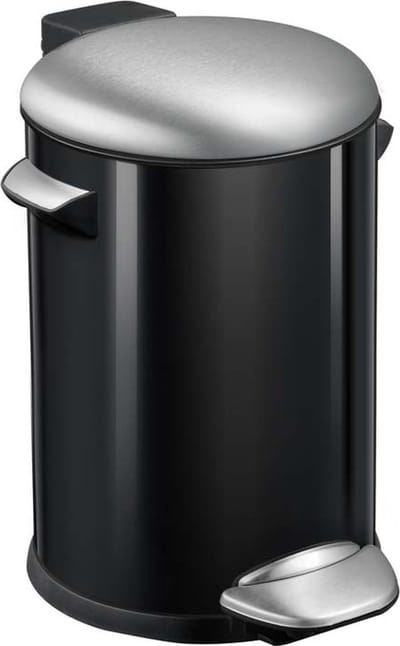 EKO - Belle Deluxe pedaalemmer 20 liter - Steel Plastic - zwart glanzend, mat RVS - Prullenbak