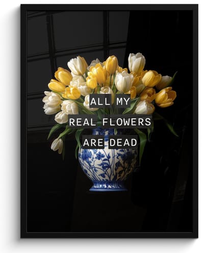 Poster in lijst - Fotolijst 50x70 cm - Posters - Quotes - Bloem - Tulp - Geel - Posterlijst zwart - Decoratie - Wanddecoratie woonkamer - Muurdecoratie slaapkamer