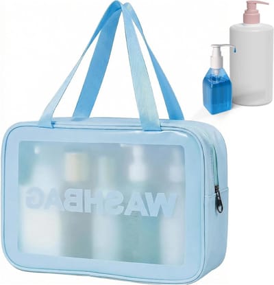 Make-uptas doorzichtig - Toilettas PVC - Reizen en thuis - Waterdicht en krasbestendig - 21x31x12 cm - Blauw
