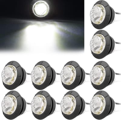10x Ronde LED Zijmarkeringslampen 1.8 cm 12V 24V voor Vrachtwagen, Trailer, Camper en Caravan - Wit