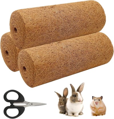 Famanu - Set van 3 hennepmatten kokosvezel 100x30 cm voor knaagdieren