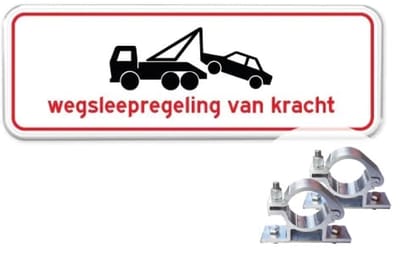 Wegsleepregeling - rood - Weerbestendig Aluminium - 40x15 cm - Bevestiging: Met paalbeugels Ø48mm