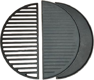 Set half grillrooster en grillplaat - gietijzer - L - 42,5 cm - preseasoned