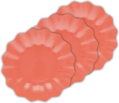 Givi Italia Feestbordjes - schulprand - 24x - koraal roze - rond - karton - 27cm - duurzaam - wegwerpbordjes - kinderfeestje