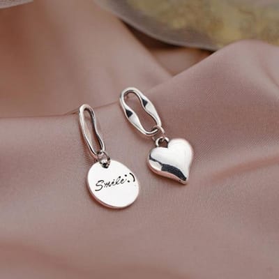 Boucles d'oreilles Vintage en Argent Sterling 925 Anti-Allergie Tendance Élégant Simple Cœur LOVE Bijoux de Fête Accessoires pour Couples gray