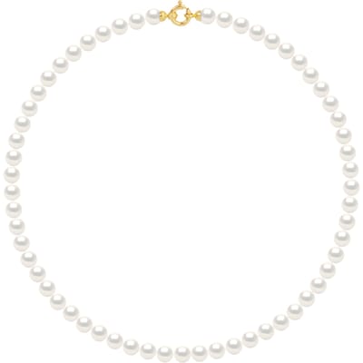 Rank ketting PRINCESS zoetwaterparels 6-7 mm Rond Wit Geel gouden gesp Luxury