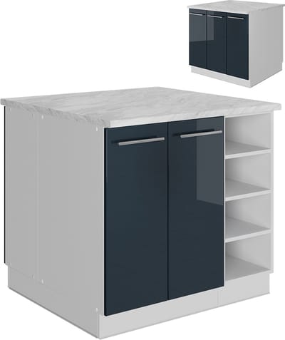 Vicco Fame-Line Kookeiland – 90 cm zonder werkblad Donkerblauw hoogglans