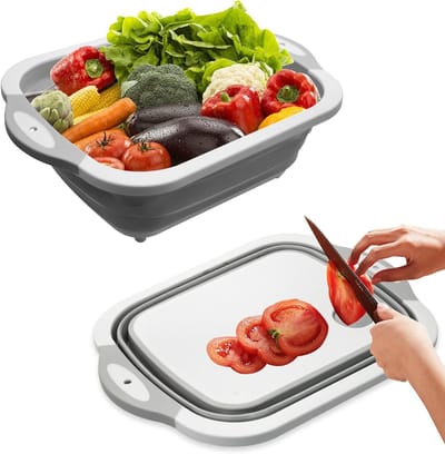 Dubbele Campingkeuken - Vouwbare Afwaskom, Snijplank en Multifunctionele Afwasbak met Antislip, Ideaal voor Buiten koken en Kamperen