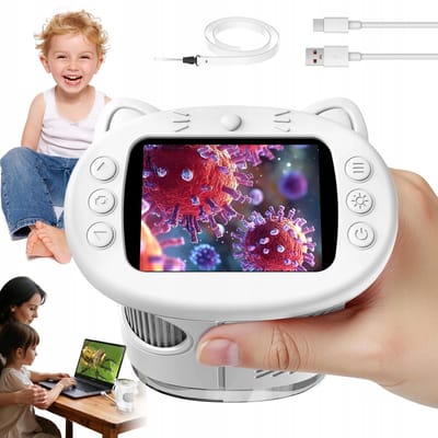Kindermicroscopen - 1000x Digitale Kinder Microscoop - Wit - 2.4 inch Scherm & 200 MP Camera - 600mAh Oplaadbaar - Educatief & Wetenschappelijk Speelgoed voor Kinderen