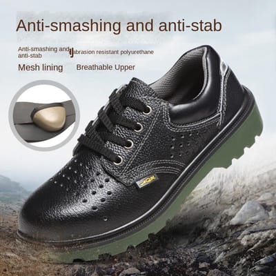 Chaussures de travail en cuir de vachette, résistantes aux perforations, à l'huile, aux acides et aux alcalis, légères et résistantes à l'usure 46 black