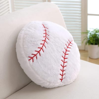 Daity 18 inch honkbalkussen van pluche - pluizig en duurzaam pluchen voetbalkussen - balsport speelgoed - zacht cadeau voor de bankkamer (wit)