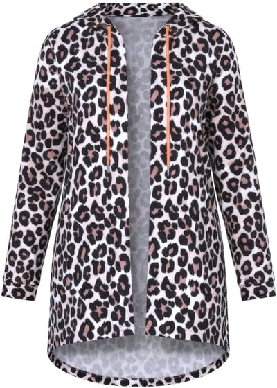 Angel of Style - Dames - Sweatvest openvallend model diermotief capuchon - Zacht graniet - Maat 46