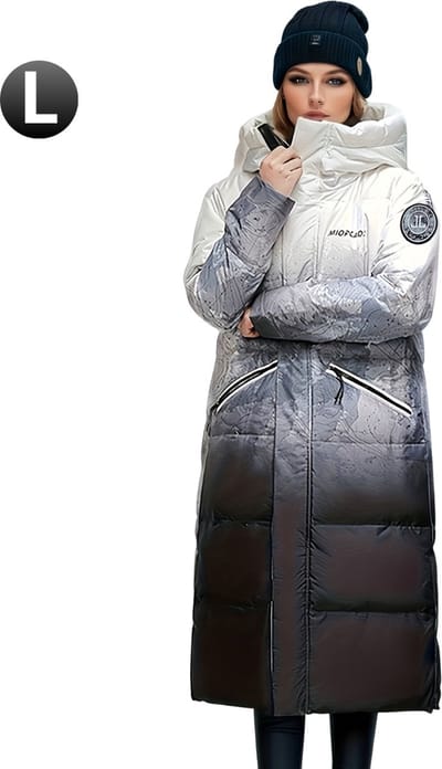 Bovista Winterjas - Dames - Parka Heren Winterjas - Winter - Volwassen - Lange Jas Dames - Zwart - Wit - Maat L