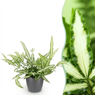 Green boutiQ - Kamerplant - Pteris cretica Albolineata - Lintvaren - Huisdiervriendelijke Plant - Groen - 1 Plant - met Potter Grijs - Pot 12cm - Hoogte 20cm