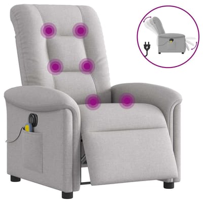 vidaXL - Massagestoel - elektrisch - verstelbaar - stof - wolk - grijs