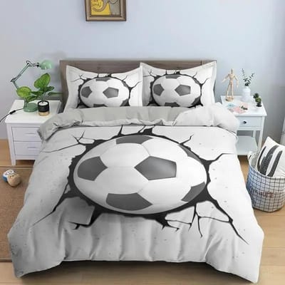 3D Voetbal Beddengoed Collectie Voetbal Dekbedovertrek Kussensloop Polyester Dekbedovertrek King Queen Full Dubbel Bal Sport Dekbedovertrek 135X200cm-2pcs