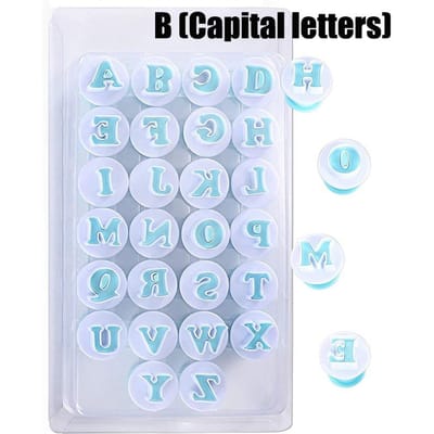 Ensemble de coupe-lettres et chiffres, moule à gâteaux, biscuits, outils de décoration de gâteaux, tampon à biscuits, gaufreur, bricolage, biscuits au sucre, plongeur à chocolat B (Capital letters) white