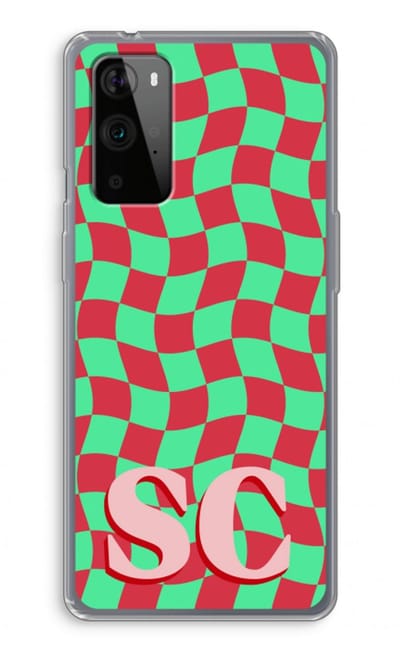 Gepersonaliseerd - Case Company® - Hoesje geschikt voor OnePlus 9 Pro hoesje - Grid Monogram - Soft Cover Telefoonhoesje - Bescherming aan alle Kanten en Schermrand