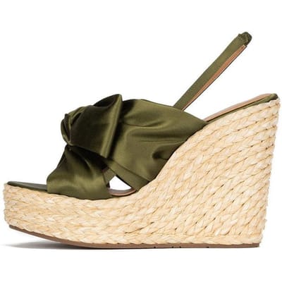 Zomer Nieuwe Satijn Sleehak Dames Sandalen Strik Waterdicht Platform 34 -46 maat Geweven Europees Amerikaanse Stijl Damesschoenen 46