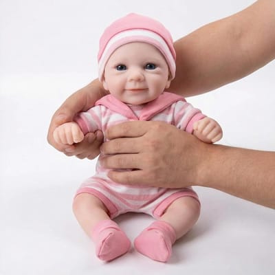 Siliconen Baby Pop - Realistische Pop - Spel & Verzamelen - Volledig Siliconen Lichaam - 30 cm - Roze Wit