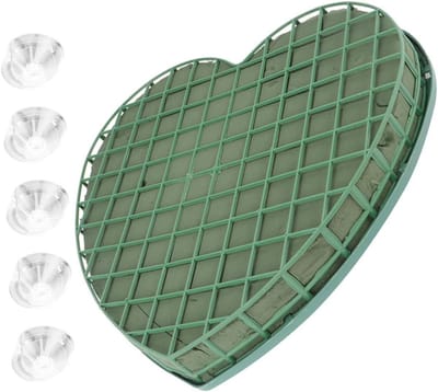 Hartvormig Steekschuim - Bloemstuk Houder - Romantische Decoratie - Met Zuignap Basis - 30 x 28 x 4 cm - Groen
