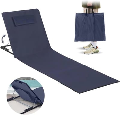 Verstelbare Strandmat met Rugleuning - Draagbare Ligstoel voor Buiten - Inklapbare Zonnemat met Draagtas