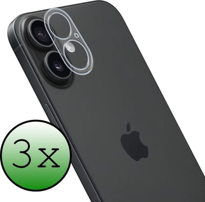 Camera Lens Protector - 3 Stuks Geschikt voor Apple iPhone 16 - Camera Screenprotector Beschermglas - Gehard Glas - Tempered Glass - Screen Protector