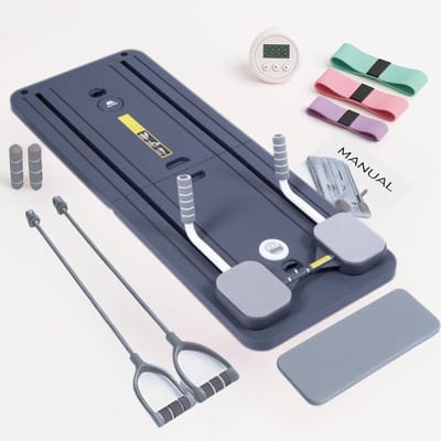 Pilates Studio Set - Pilates Board - 8 in 1 Pilates Board - Pilates Reformer - Reformer Board - Buikspiertrainer - Opvouwbare Pilates Set - Opvouwbare Reformer - Pilates - Home Workout - Multi-functioneel Fitness Board - Grijs