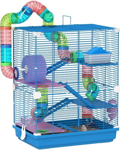 PawHut-Hamsterkooi-Metaal-46x30x58cm-Blauw