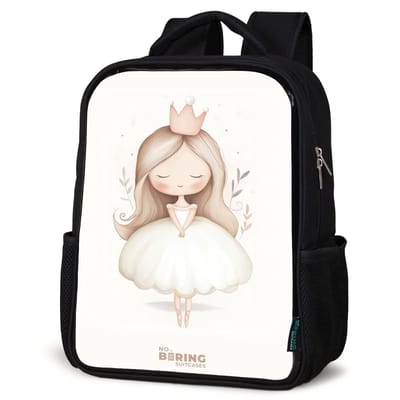 NoBoringSuitcases.com® - Rugzak zwart - Schooltas jongen & meisje - Sierlijke prinses in het wit - Rugtas voor school - Boekentas kind - Schoolrugzak - Kinderrugzak