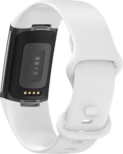 CHPN - Wit siliconen Bandje geschikt voor Fitbit Charge 5 en 6 - Wit - Maat L - Fitbitbandje - Unisex - Siliconen - Bandje voor Fitbit - Wit - Sportbandje