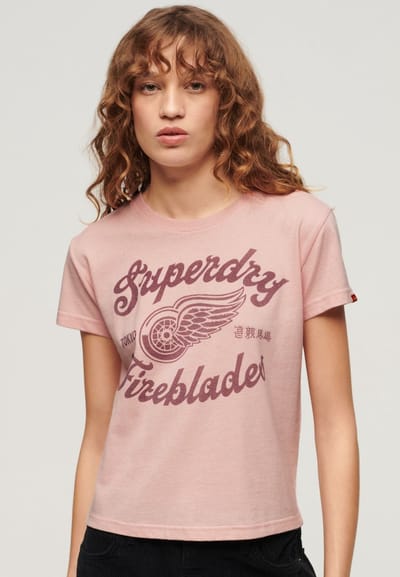 Superdry - T-shirt met Archive Kiss-print - Dames - T-shirts