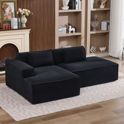 MODENUIT Sofa 235 Cm - Compacte 3-Zits Met Verende Zitting - Woonkamer, Appartement En Kantoor - Polyester Zwart