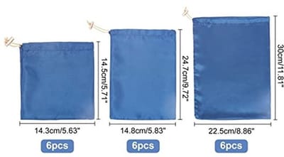 18 stuks satijnen trekkoordtassen in 3 maten, microvezeltassen, opbergtassen met trekkoord, satijnen cadeautassen, sieradenzakjes, bruiloftsbedankjes voor sieraden, snoep, lippenstift, cosmetica, paraplu's