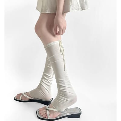 Balletstijl beenwarmers Dunne Licht Transparante Bandjes Beenbedekking Kuitkousen Dames Beenwarmer Voetbedekking Lange Sokken Kousen One Size gray