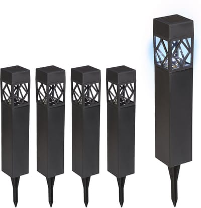 solar tuinlampen - set van 5 - koudwit - waterdicht - schemersensor - 41x6x6 cm - zwart