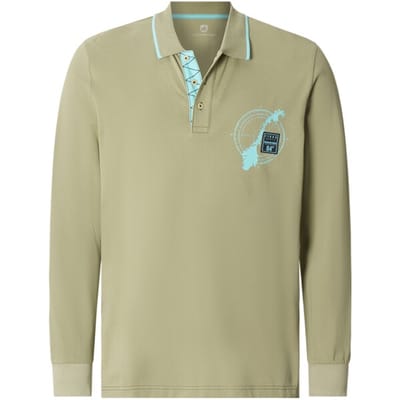 Jan Vanderstorm herren Poloshirt Met Lange Mouwen - 56/58 - olijf - Plus Size