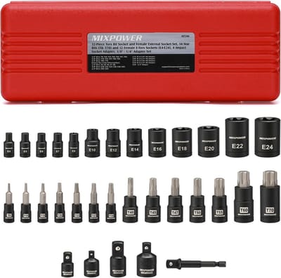 Torx Bit Socket Set - Ster Bit Set - Auto Reparatie - CR-V en S2 Staal - 32 Stuks - Zwart