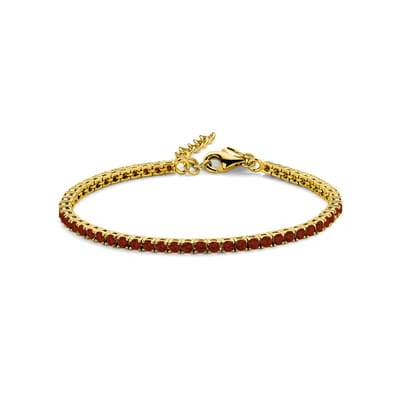 New Bling 9NB-1228 Zilveren Tennisarmband met Zirkonia Steentjes 3mm - Rood - 16,5+3cm - Zilver - Verguld/Goud op Zilver