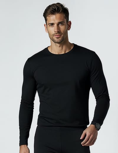Zijden Heren Ondershirt met Lange Mouw - inSilk SilkBasics - 100% Zijde - Zwart - Maat S