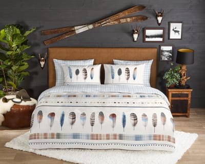 Good Morning dekbedovertrek veren in boho-thema - 1 persoons 140x200/220 cm - Blauw - 100% Katoen flanel