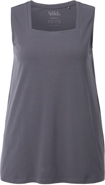 Ulla Popken - Dames - Longtop classic fit carréhals mouwloos - Grafietgrijs - Maat 42+